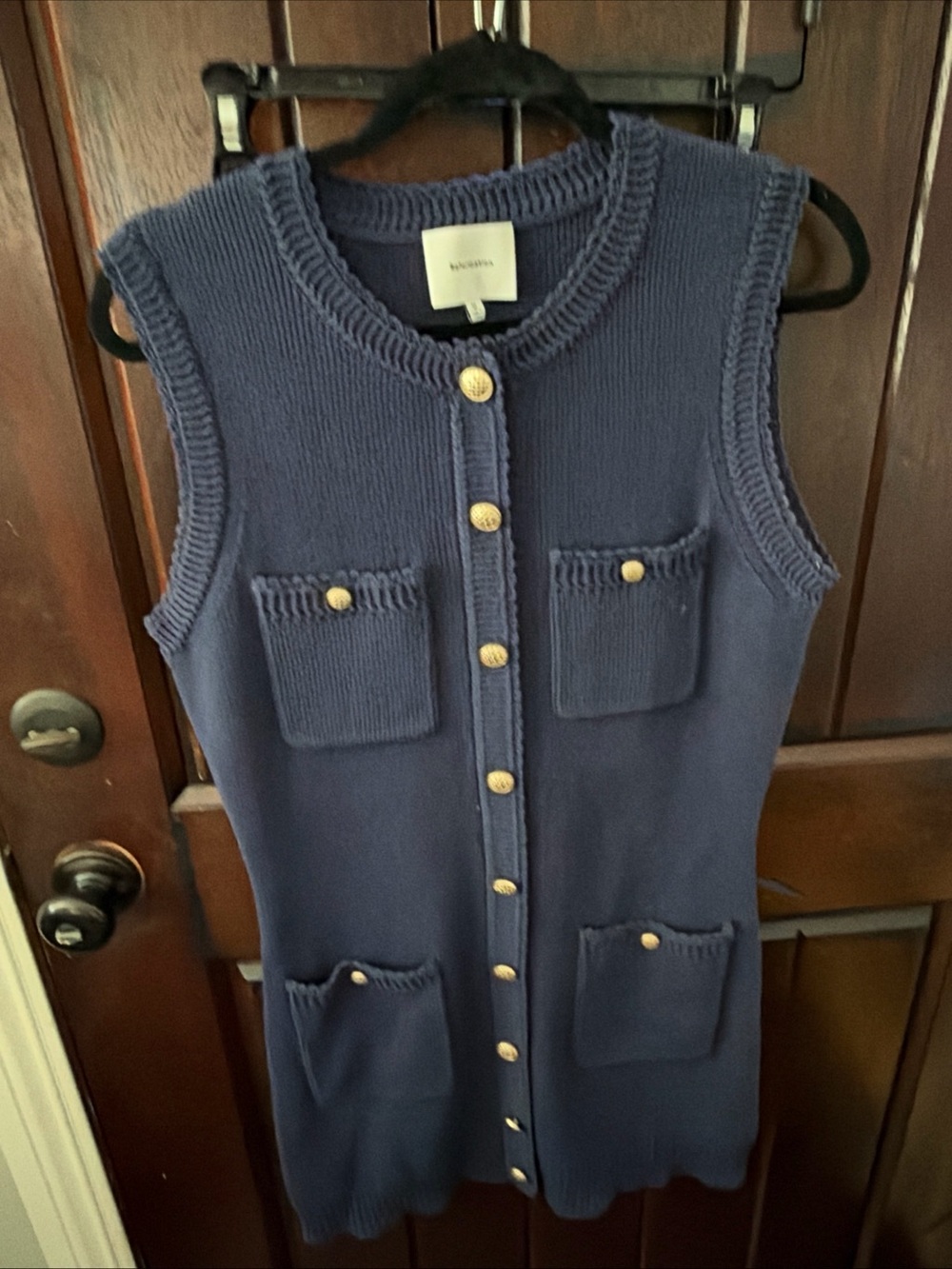 Reformation Catalina mini dress in navy knit cotton